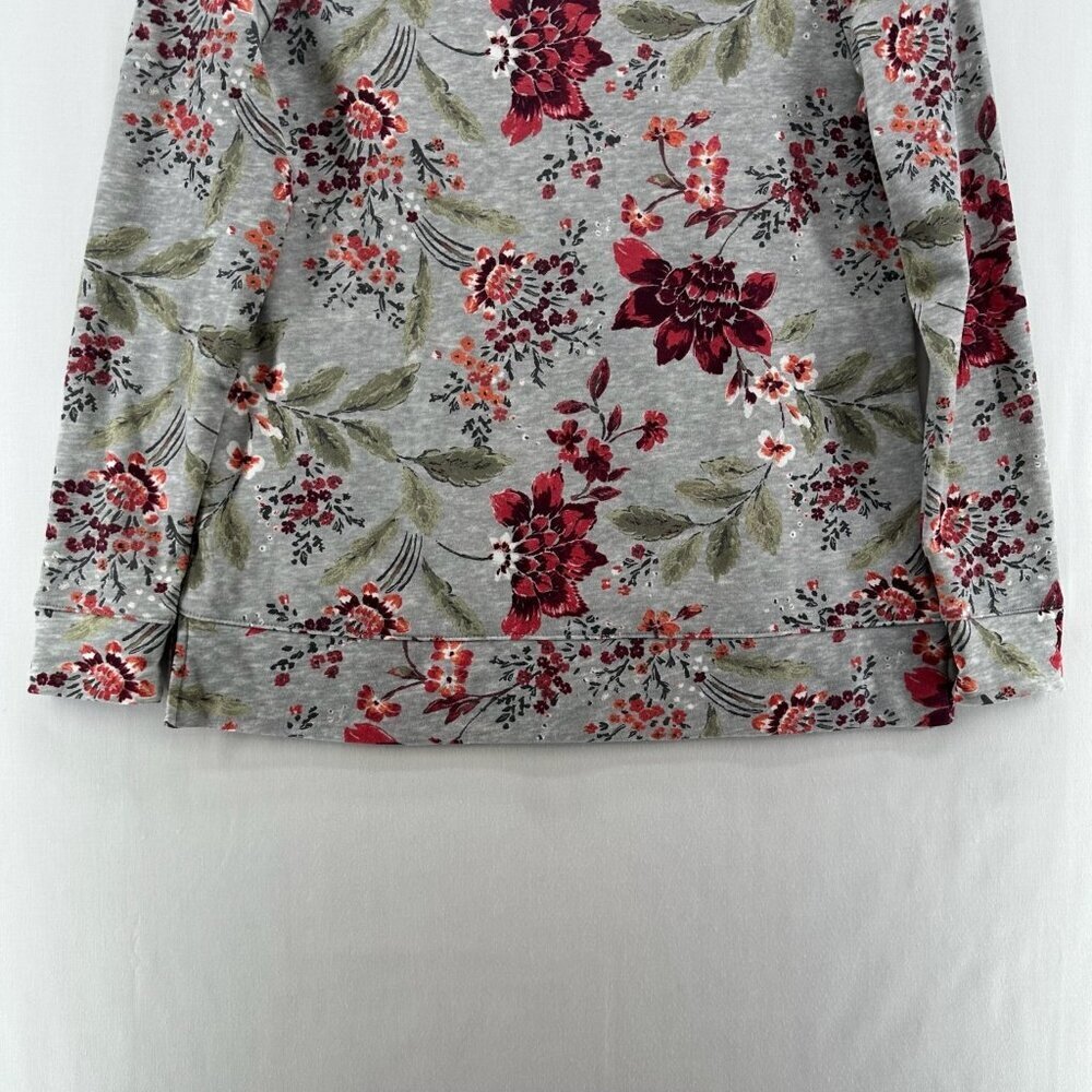 Croft & Barrow Super Soft Shirt Womens PXS Long Sleeve Pullover Floral Gray Red - Picture 6 of 10